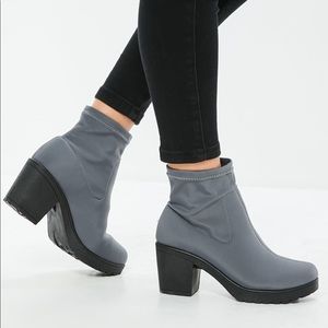 Missguided Gray Chunky Sole Sock Ankle Boots